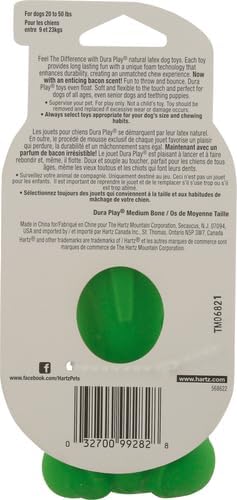 HARTZ Dura Play Soft Dog Bone Toy, Assorted Colors, 1 Ea, for Medium breeds