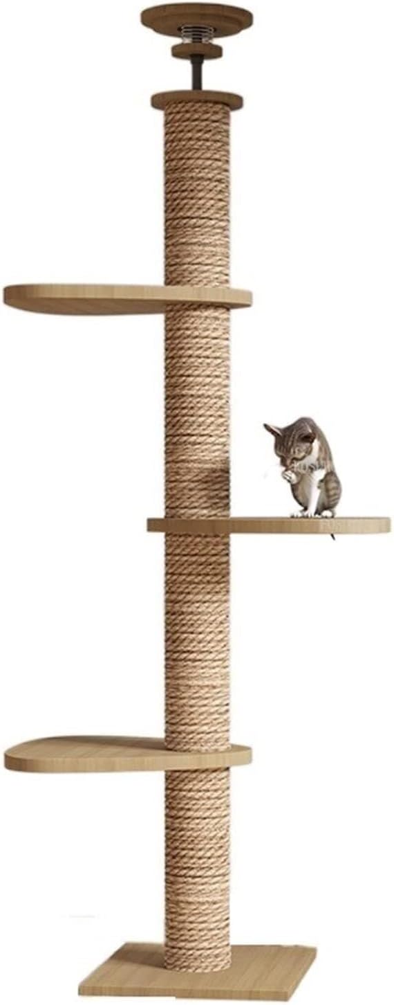 Floor-to-Ceiling Cat Tree with Natural Sisal Rope Scratching Post