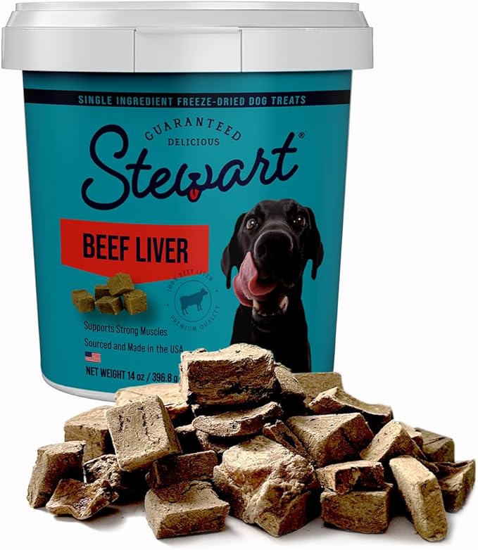 Stewart Beef Liver Dog Treats, 14 oz, ~315 Pieces, Freeze Dried Raw