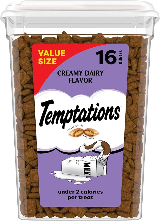Temptations Classic Crunchy and Soft Cat Treats, Creamy Dairy Flavor, 16 oz. Tub