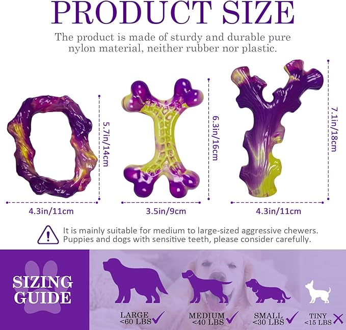 Tough Dog Toys for Aggressive Chewers 3 Pack