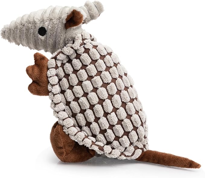 Hollypet Plush Dog Squeaky Toy Stuffed Armadillo Animal Pet Puppy Chew Toys with Clean Teeth