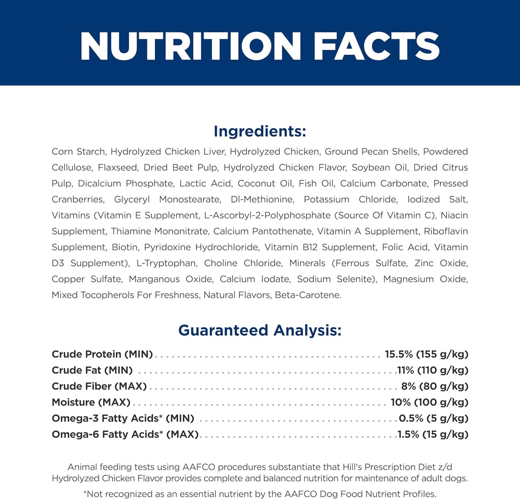 Hill's Prescription Diet z/d Skin/Food Sensitivities Hydrolyzed Dry Dog Food, Veterinary Diet, 25 lb. Bag