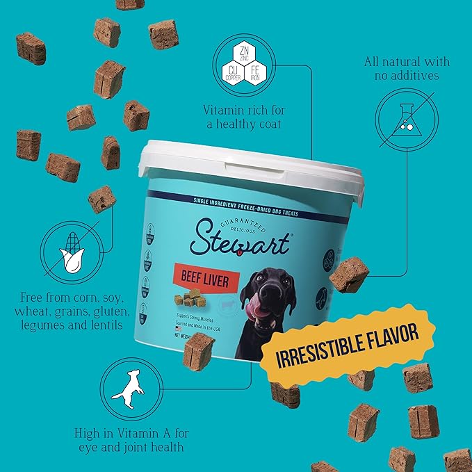 Stewart Beef Liver Dog Treats, 14 oz, ~315 Pieces, Freeze Dried Raw